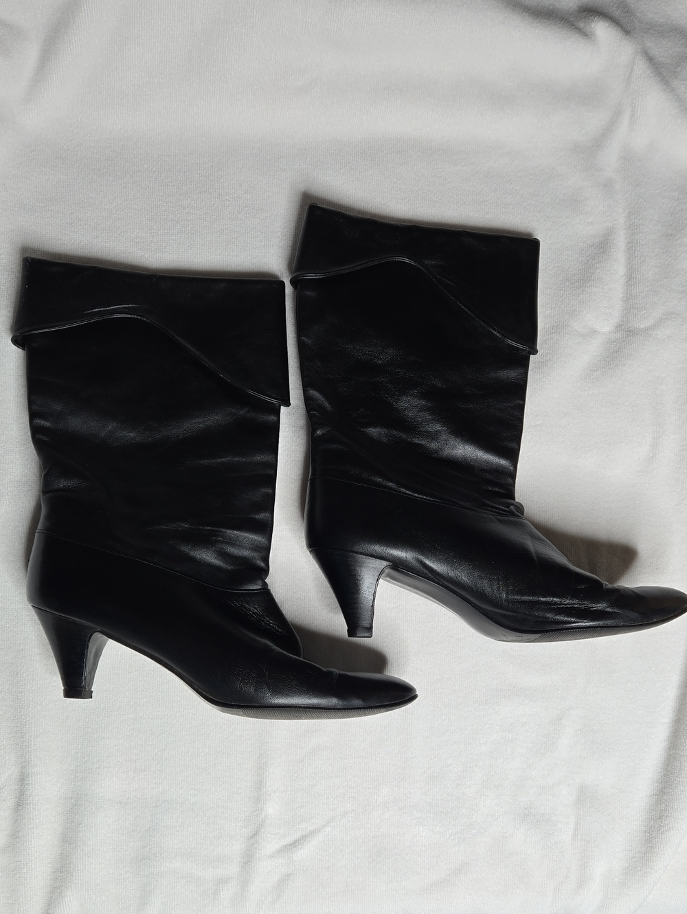 Vintage Cobbies Black Mid-Calf Heel Boots, Size 11N
